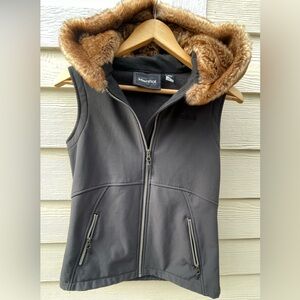 Marmot Vest Hood Faux Fur Womens Small Winter Layer Warm